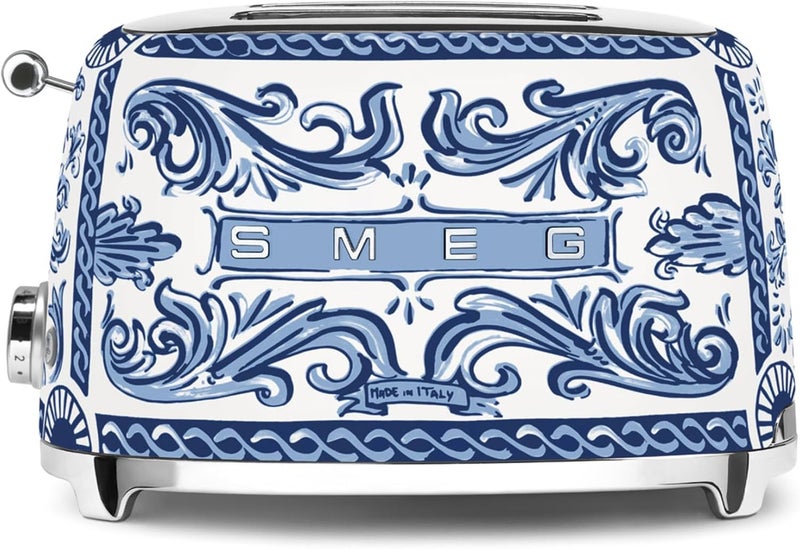 Smeg TSF01DGBUK Dolce and Gabbana 2 Slice Toaster, Blu Mediterraneo 950 W TSF01DGBUK Blue Mediterranio - Image 1