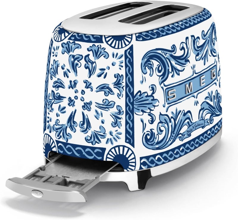 Smeg TSF01DGBUK Dolce and Gabbana 2 Slice Toaster, Blu Mediterraneo 950 W TSF01DGBUK Blue Mediterranio - Image 4