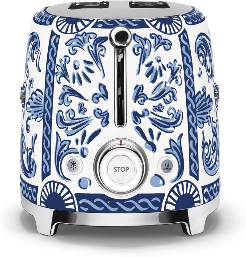 Smeg TSF01DGBUK Dolce and Gabbana 2 Slice Toaster, Blu Mediterraneo 950 W TSF01DGBUK Blue Mediterranio - Image 2