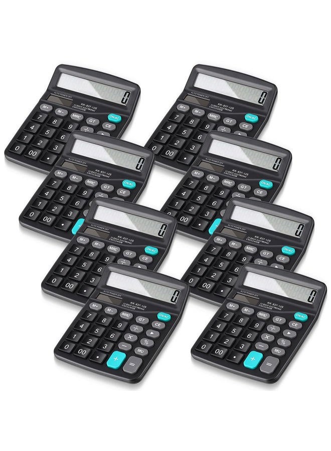 Konohan 8 Pieces 12-Digit Calculator, Solar Basic Desktop Calculator Large Display Electronic Calculators Dual Power Handheld Calculator for Home Office School - Image 1