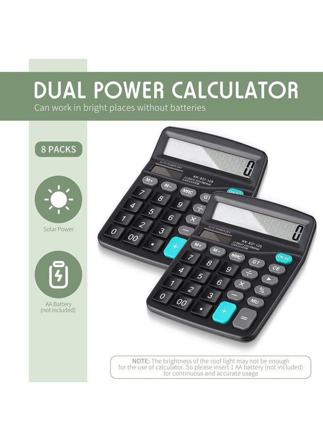 Konohan 8 Pieces 12-Digit Calculator, Solar Basic Desktop Calculator Large Display Electronic Calculators Dual Power Handheld Calculator for Home Office School - Image 3