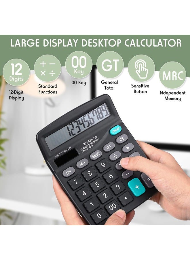 Konohan 8 Pieces 12-Digit Calculator, Solar Basic Desktop Calculator Large Display Electronic Calculators Dual Power Handheld Calculator for Home Office School - Image 5