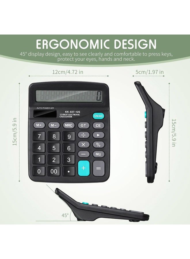 Konohan 8 Pieces 12-Digit Calculator, Solar Basic Desktop Calculator Large Display Electronic Calculators Dual Power Handheld Calculator for Home Office School - Image 2