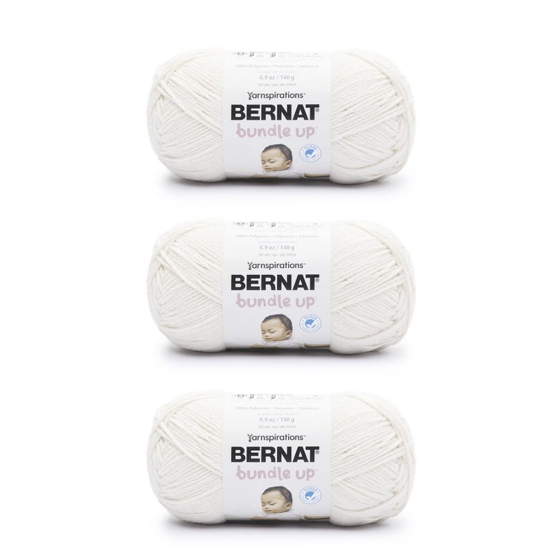 Bernat Bundle Up Marshmallow Yarn 3 Pack of 141g5oz Polyester 4 Medium Worsted 267 Yards Knitting Crocheting Crafts