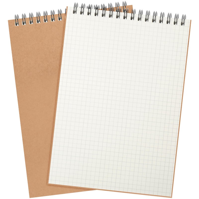 Engrowtic 1 Pack Graph Paper Spiral Notepad A5 Top Wirebound Notepad Grid Notebook Steno Pads Memo Notebook Grid Paper 140 Pages for Writing Sketching Drawing Office Supplies Kraft - Image 2