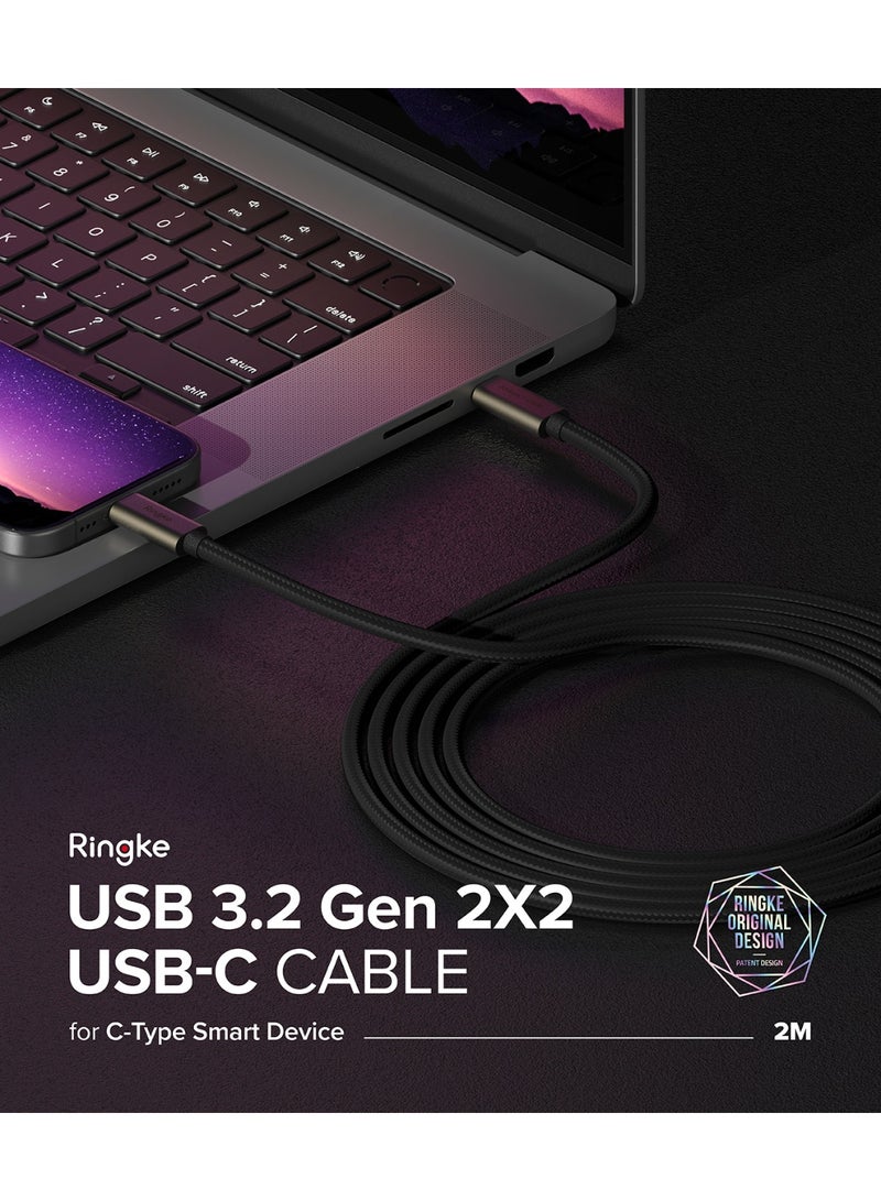 رينجك USB C to USB C Cable 3.2 Gen 2x2 20Gbps Data Transfer (6.6 FT), Type C 240W Fast Charging Charger Cord Compatible with iPhone 16 and 15 Series, Galaxy, Pixel, Laptops and Tablets Black - Image 2