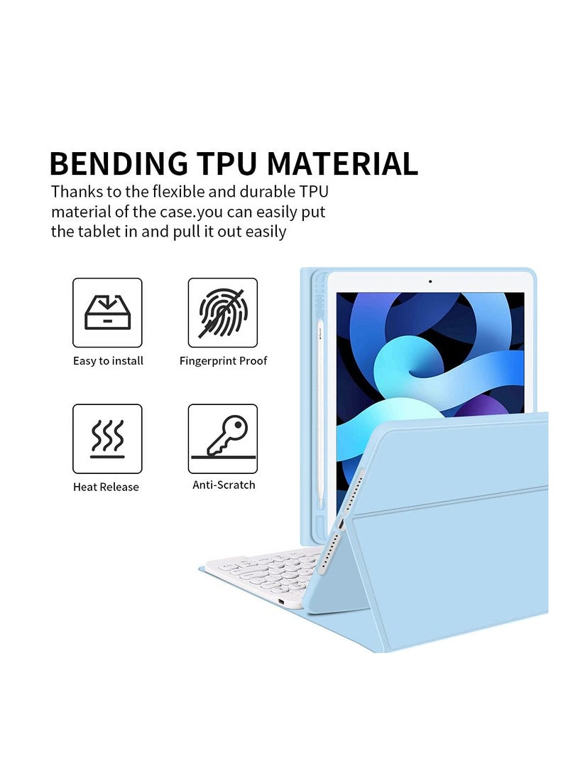 UCHUANG iPad Keyboard Case with Arabic English Bluetooth Keyboard  for iPad Air 6th 10.2 Inch M2  iPad Air 5th 10.2 Inch /Air 4th 10.2 Inch  iPad Pro 10.2 inch ,With Arabic keyboard stickers-Blue - Image 3
