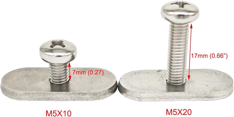 Douzime 4 Pcs Rail Track Screws Track Nuts Stainless Steel Screws Nuts Hardware Replacement Kit Accessories for Kayak Canoes Boats Rails Watercraft - Image 3