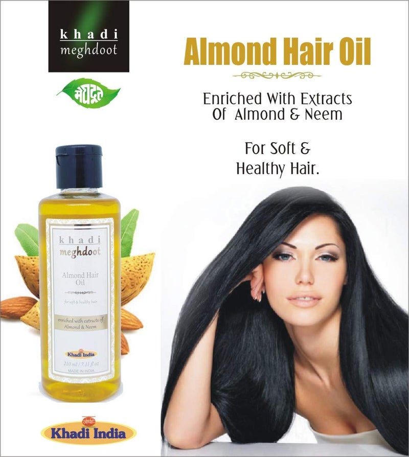 Meghdoot KHADI MEGHDOOT Almond Hair Oil with Extract of Neem (210 ml) - Image 3