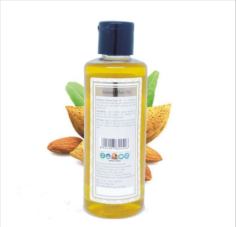 Meghdoot KHADI MEGHDOOT Almond Hair Oil with Extract of Neem (210 ml) - Image 2