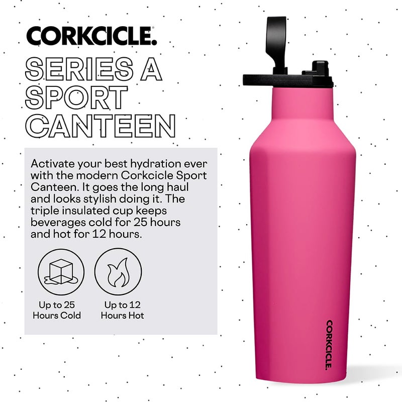 Corkcicle Sport Canteen - Keeps Drinks Cold 25 Hours - Stainless Steel Water Bottle - Triple-Insulated - Spill-Proof - Summer Drinkware Gift - Keeps Drinks Ice Cold - 32 oz - Dragonfruit - Image 2