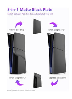 XICEN 5 in 1 Black Plates for PS5 Slim Disc Edition, Custom Side Face Panel Shell Replacement for Both PS5 Slim Disc (Disc Edition)  - Image 3