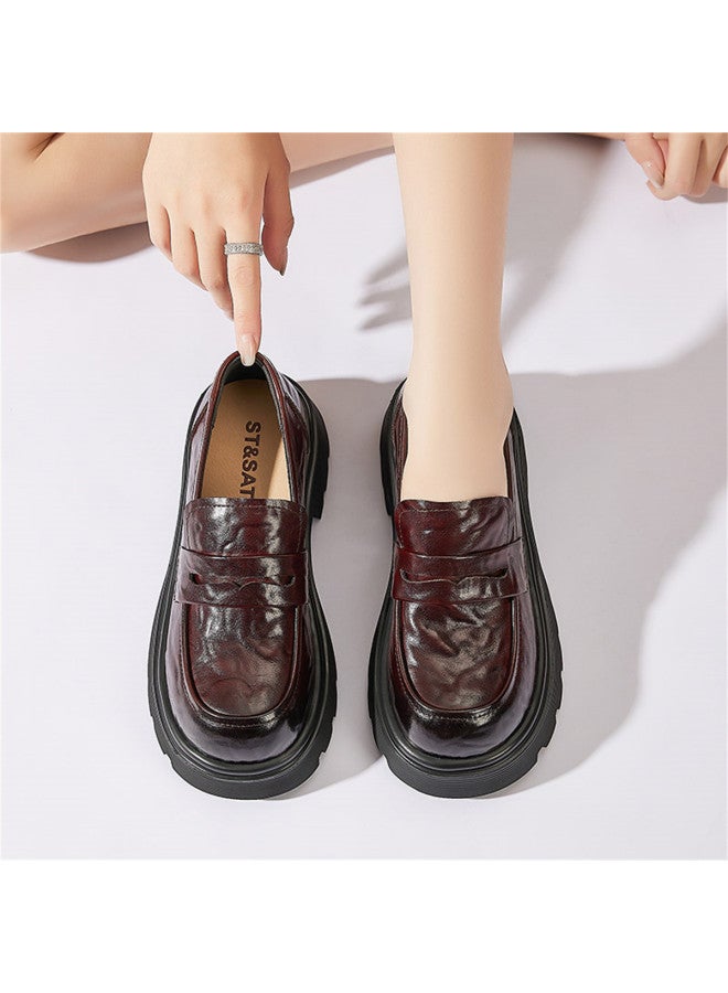 St&Sat Hot Recommendation】saturday Spring/autumn Thick-soled Loafer, British Style Slip-on Women's Shoes - Image 3