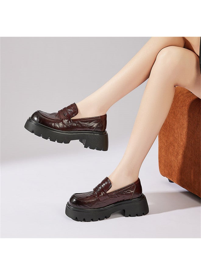 St&Sat Hot Recommendation】saturday Spring/autumn Thick-soled Loafer, British Style Slip-on Women's Shoes - Image 5