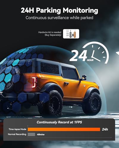 WOLFBOX كاميرا مرآة وولف بوكس G840S 12" 4K مع كاميرا احتياطية، مرآة ذكية للسيارات والشاحنات بتقنية WiFi 5.8GHz، كاميرات مزدوجة أمامية وخلفية، رؤية ليلية، مساعدة في ركن السيارة، بطاقة 32GB مرفقة ونظام GPS. - Image 5