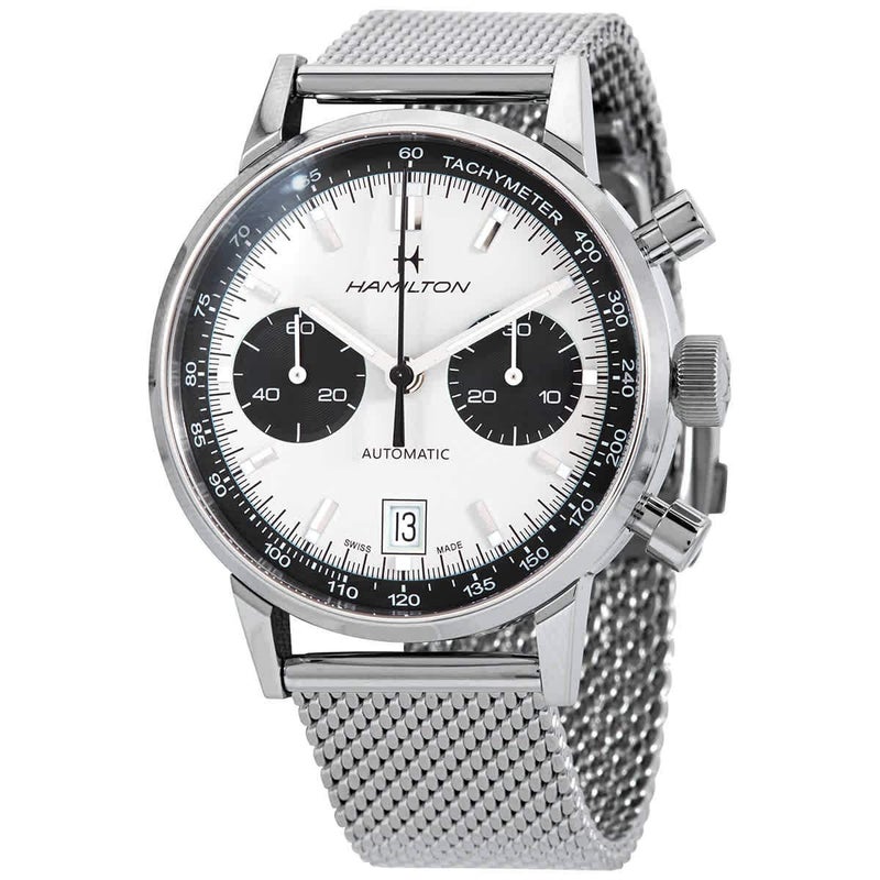 Hamilton Watch American Classic Intra-Matic Auto Chrono | Swiss Made | 40mm Stainless Steel Case | White Dial Analog Watch | Silver Stainless Steel Bracelet (Model: H38416111) - Image 3