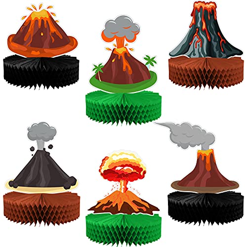 Chinco 6 Pieces Volcano Centerpieces Volcano Favor Dinosaur Party Decorations Lava Table Setting Fire Party Supplies Luau Hawaiian Tiki Supplies - Image 1