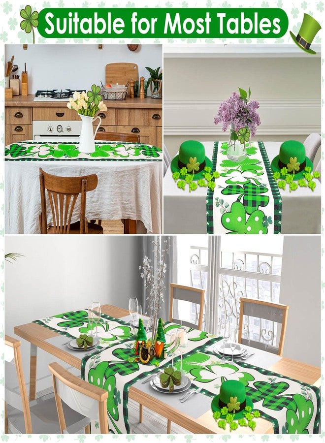 Tetutor St Patricks Day Table Runner 13x72 Inches, Happy Saint Patricks Day Table Runner, Green Spring Seasonal Burlap Table Runner,St Patrick's Day Table Decorations for Kitchen Dining Home Party - Image 4
