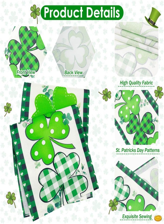 Tetutor St Patricks Day Table Runner 13x72 Inches, Happy Saint Patricks Day Table Runner, Green Spring Seasonal Burlap Table Runner,St Patrick's Day Table Decorations for Kitchen Dining Home Party - Image 3