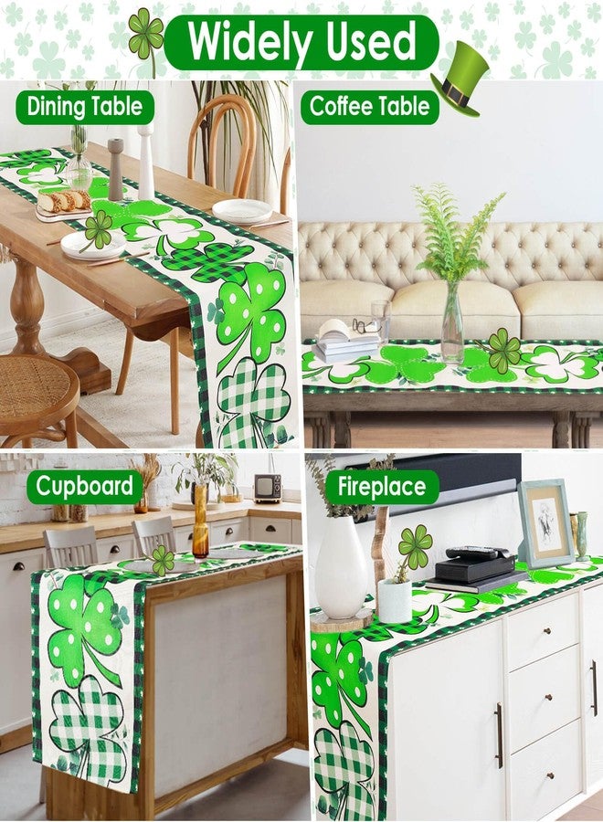 Tetutor St Patricks Day Table Runner 13x72 Inches, Happy Saint Patricks Day Table Runner, Green Spring Seasonal Burlap Table Runner,St Patrick's Day Table Decorations for Kitchen Dining Home Party - Image 5