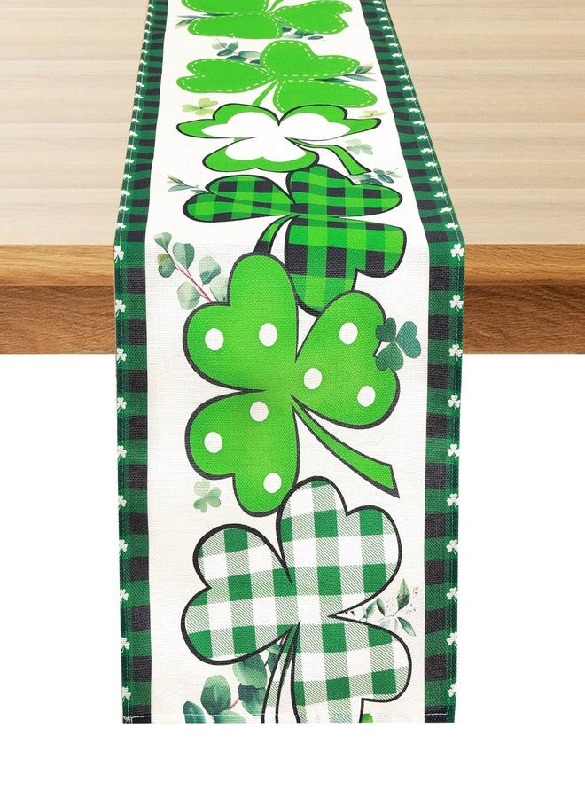 Tetutor St Patricks Day Table Runner 13x72 Inches, Happy Saint Patricks Day Table Runner, Green Spring Seasonal Burlap Table Runner,St Patrick's Day Table Decorations for Kitchen Dining Home Party - Image 1