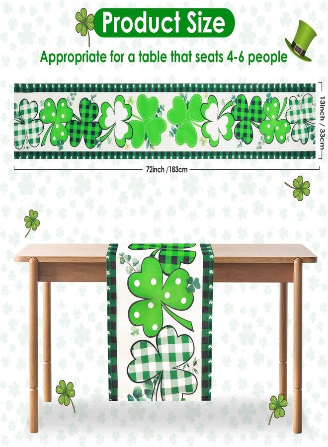 Tetutor St Patricks Day Table Runner 13x72 Inches, Happy Saint Patricks Day Table Runner, Green Spring Seasonal Burlap Table Runner,St Patrick's Day Table Decorations for Kitchen Dining Home Party - Image 2