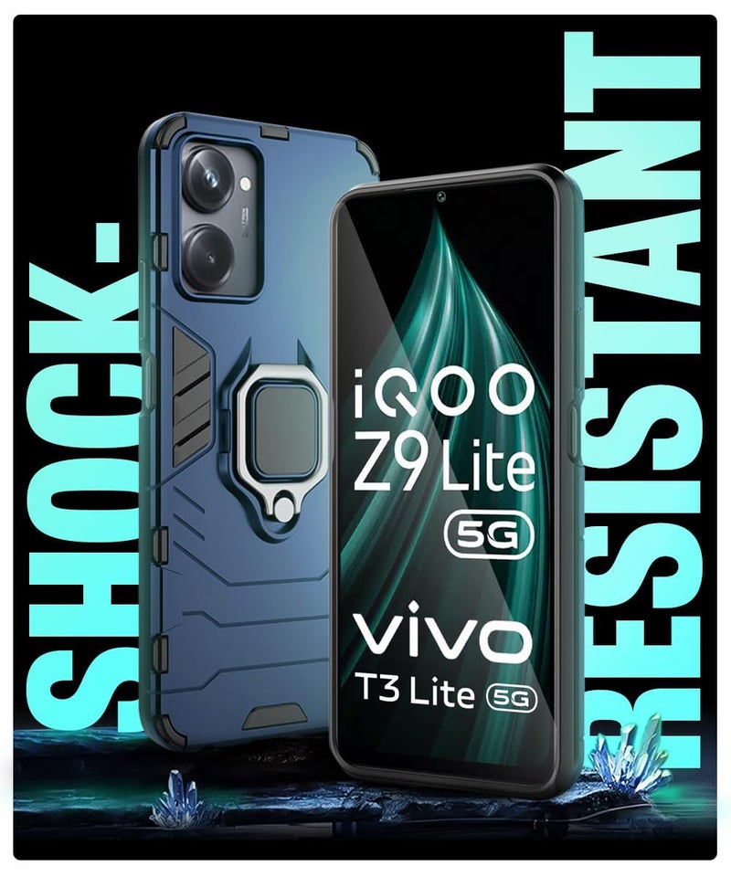 AIBEX Armor Back Cover Compatible for Vivo Y28S 5G / iQOO Z9 Lite/Vivo T3 Lite/Vivo Y18 / Vivo Y18e / Vivo Y18i / Vivo Y18t| Rugged Shockproof Case with Ring Holder & Kickstand | Military-Grade - Image 4