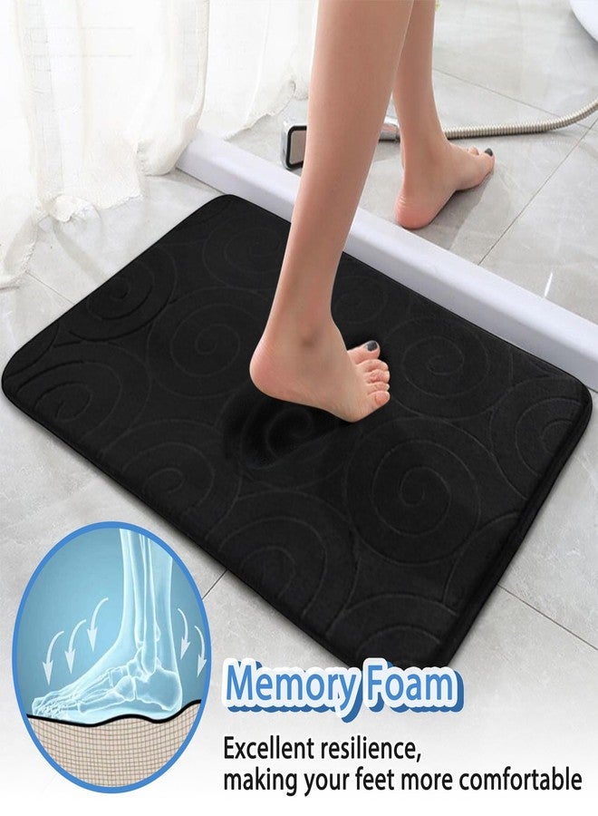 lfcforldx Bathroom Rug Sets 3 Piece, Memory Foam Non Slip Bathroom Rug, Toilet Rugs U Shaped Washable, Soft Absorbent Bath Mats for Bedroom, Kitchen, Black - Image 3