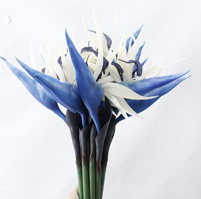 DODXIAOBEUL Large Bird of Paradise 32 Inch Permanent FlowerUV Resistant No Fade Flower Part is Made of Soft Rubber PUArtificial Flower Plants for Home Office 2 Pcs Blue
