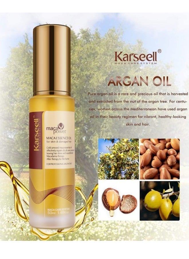 كارسيل زيت الأرغان المغربي لعلاج الشعر، زيت الأرغان البارد المضغوط غير ثقيل، سيروم للشعر الجاف والتالف 50 مل  - Image 2