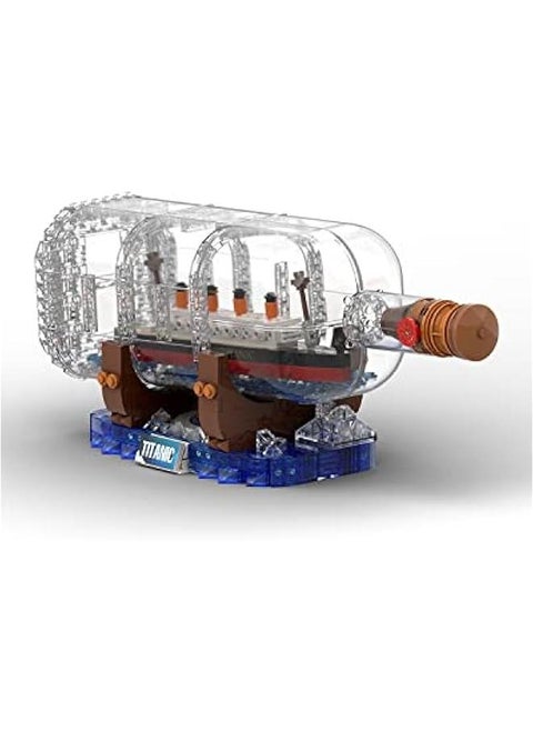 Titanic Ship in a Bottle Building Blocks Set, Creative Collectible Display Model Set, Great Idea Gift Toy for Adults and Kids(878 PCS)