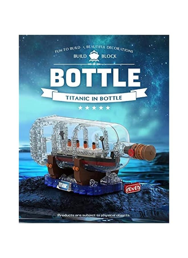 Titanic Ship in a Bottle Building Blocks Set, Creative Collectible Display Model Set, Great Idea Gift Toy for Adults and Kids(878 PCS)
