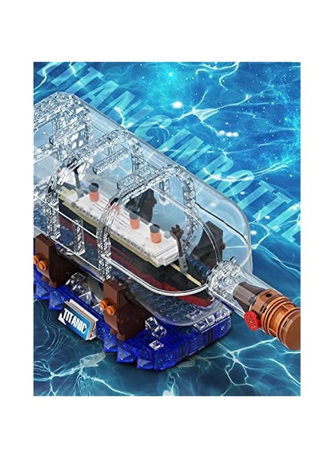 Titanic Ship in a Bottle Building Blocks Set, Creative Collectible Display Model Set, Great Idea Gift Toy for Adults and Kids(878 PCS)