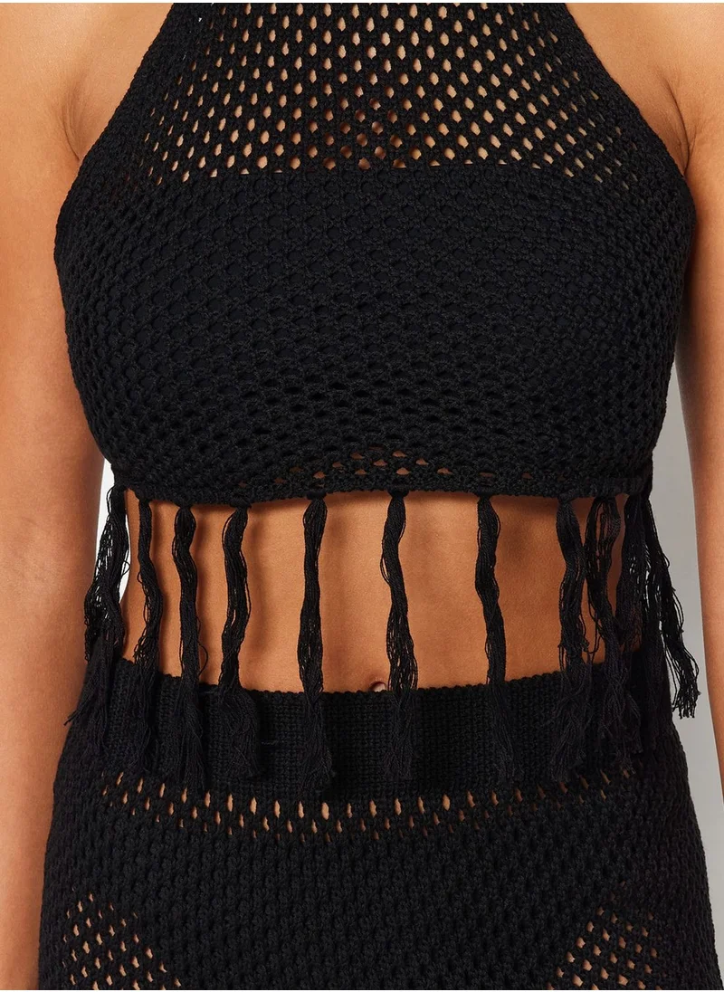trendyol Halter Neck Crop Top & Skirt Set