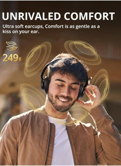Tronsmart Tronsmart Q20S Hybrid Active Noise Cancelling Headphones, Wireless Over Ear Headphones with Mic, Hi-Res Audio, 60H Playtime, Deep Bass Custom EQ via App, Comfort Fit, for Travel Home Office (Black)  - Image 5
