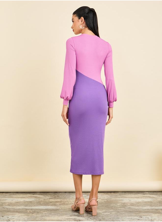 Colorblock Long Sleeves Bodycon Midi Dress - pzsku/Z7717FD6B52A146FB0FECZ/45/1741263301/81e11edf-38ac-4d2c-b439-7581c182f6a2