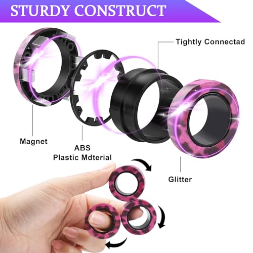 Cevioce Easter Basket Stuffers for Teens Boys Girls 9Pcs Magnetic Rings Fidget Toy Set ADHD Anxiety Magnetic Fidget Toys Adults Fidget Spinner Rings for Relief Easter Gifts for Kids 8 Year Old C - Image 5
