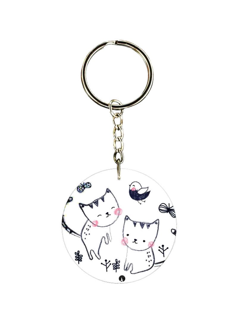 Cat Printed Dual Sided Keychain