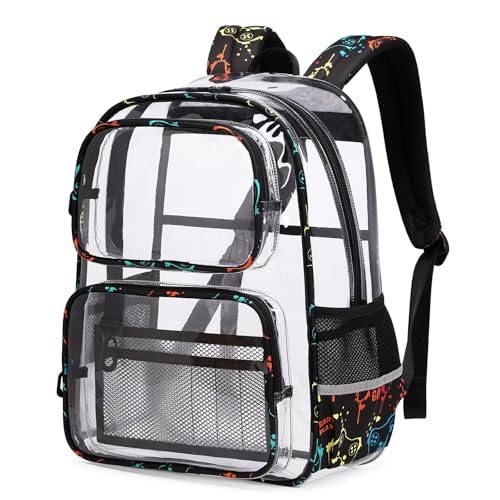 Sisipoet Clear Backpack for School Heavy Duty PVC Transparent Bookbag Funny Kids Backpacks with Game Print Black - Image 3
