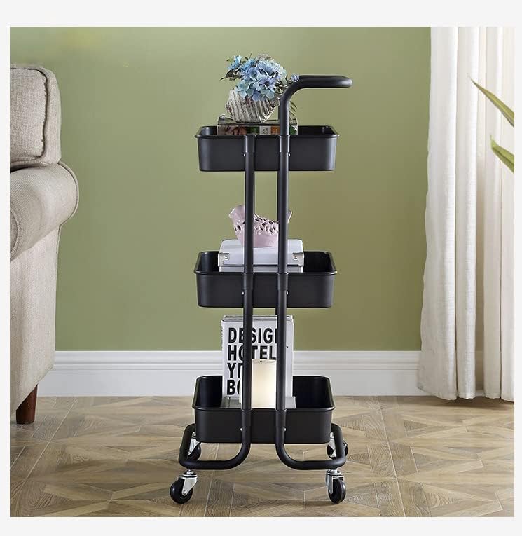 CHIRANSI 3Tier Rolling Storage CartKitchen Storage Spice Rack Tray with Wheels Trolley cart Metal Tray Rack Organizer Bathroom Storage Shelf Rack Organizer 3 Layer Trolley - Image 5