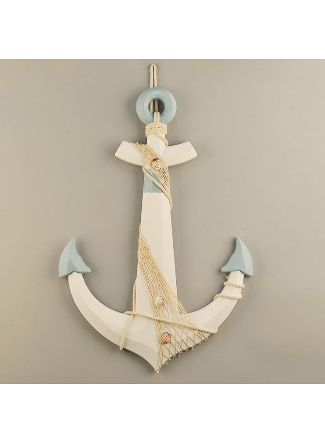 YINZUO YINZUO Nautical Anchor Wood Hanging Decoration Coastal Beach Decor Anchor Wall Decor (D)  - Image 5