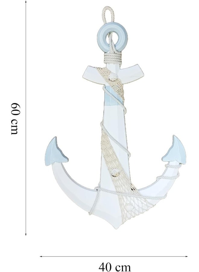 YINZUO YINZUO Nautical Anchor Wood Hanging Decoration Coastal Beach Decor Anchor Wall Decor (D)  - Image 3