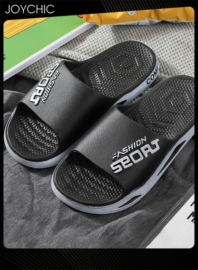 Joychic New Style Men Sport Slippers Spring and Summer Anti-slip Breathable Quick-drying Beach Shoes for Home Indoor and Outdoor Black  - Image 1