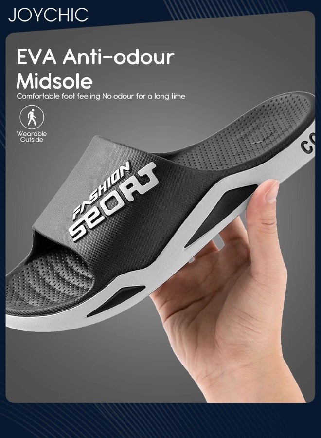 Joychic New Style Men Sport Slippers Spring and Summer Anti-slip Breathable Quick-drying Beach Shoes for Home Indoor and Outdoor Black  - Image 2
