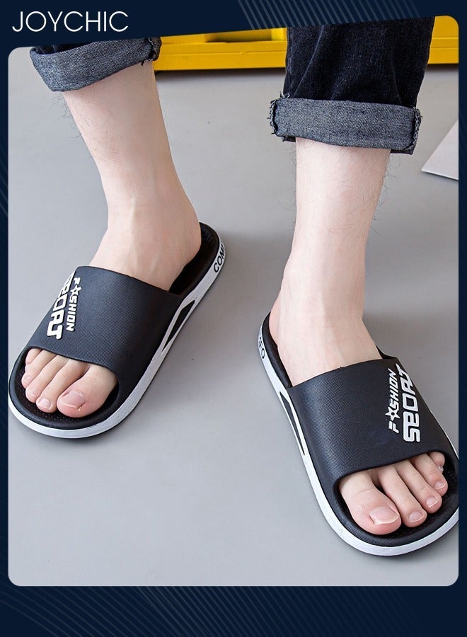 Joychic New Style Men Sport Slippers Spring and Summer Anti-slip Breathable Quick-drying Beach Shoes for Home Indoor and Outdoor Black  - Image 4