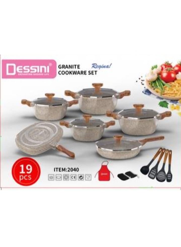 DESSINI 19 Pieces Granite Coated Cookware Set  - Image 2