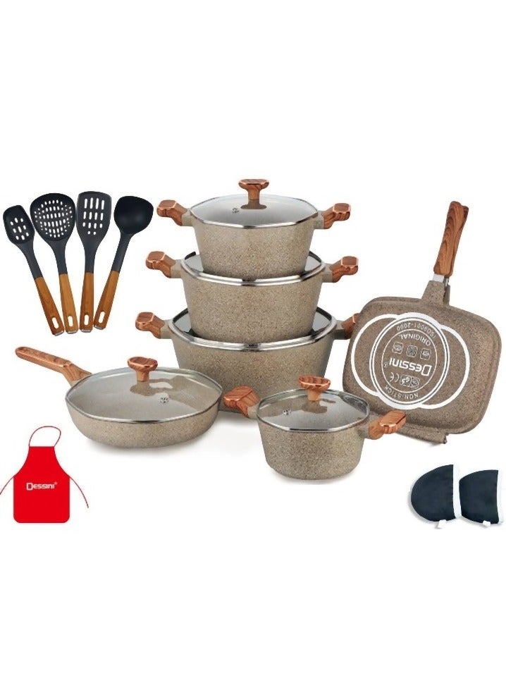 DESSINI 19 Pieces Granite Coated Cookware Set  - Image 1