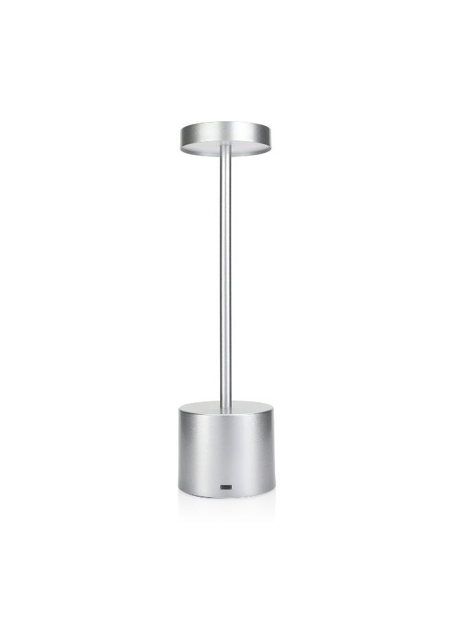 مصباح اضاءه طاوله LED لاسلكي لطاولة المكتب USB وبطارية وقابل لاعادة الشحن فضي - Image 5