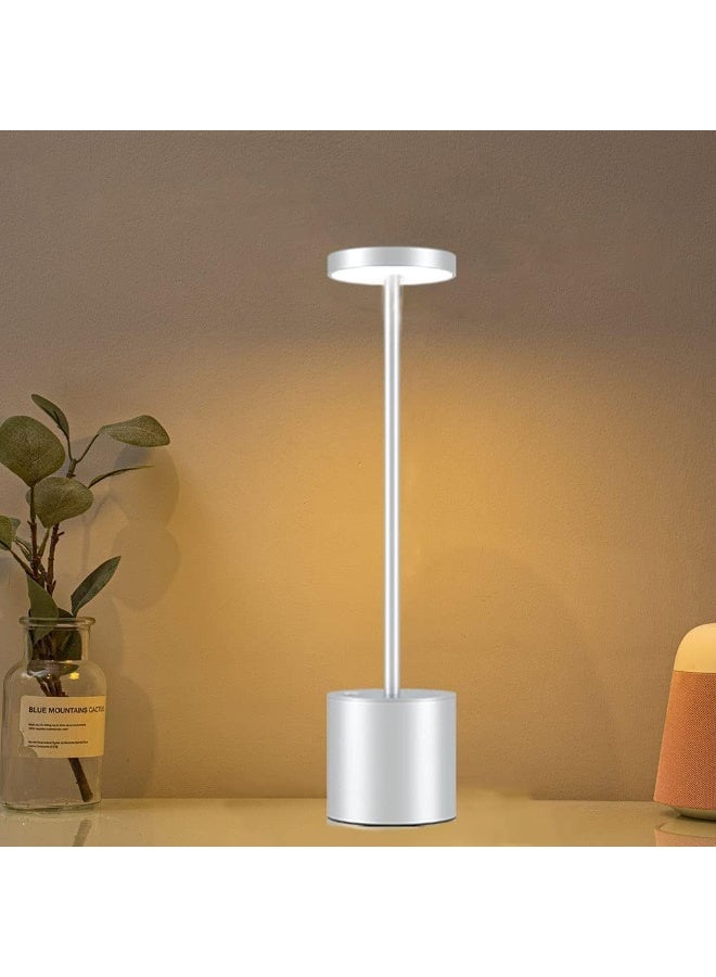 مصباح اضاءه طاوله LED لاسلكي لطاولة المكتب USB وبطارية وقابل لاعادة الشحن فضي - Image 4
