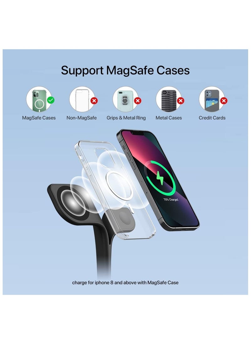 2025 3 in 1 Wireless Charging Station, Foldable Wireless Charger for Multiple Devices iPhone 16/15/14/13/12 Pro Max Plus Watch 1-9 AirPods Pro Samsung Galaxy (Black)